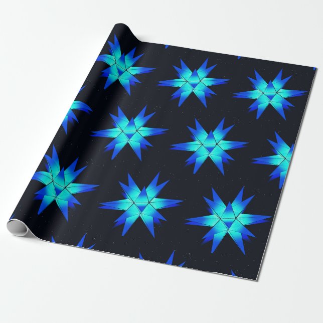 Papel De Presente Blue Herrnhuter - natal das estrelas moravas (Desenrolado)