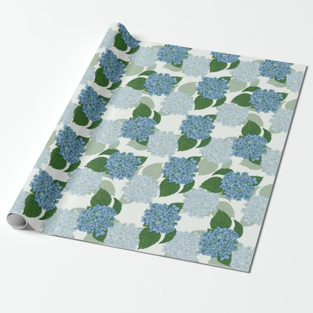 Papel De Presente Blue Hydrangea (Desenrolado)