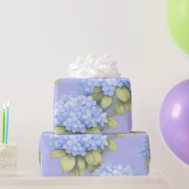 Papel De Presente Blue Hydrangea Floral Wrapping Paper
