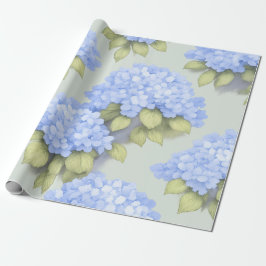 Papel De Presente Blue Hydrangea Floral Wrapping Paper