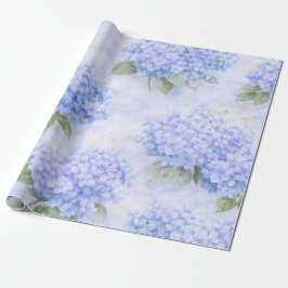 Papel De Presente Blue Hydrangea Floral Wrapping Paper