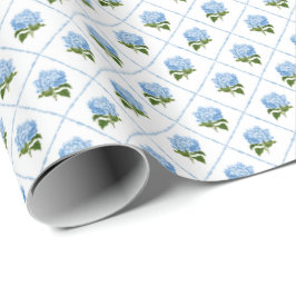 Papel De Presente Blue Hydrangea Grandmillennial