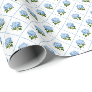 Papel De Presente Blue Hydrangea Grandmillennial
