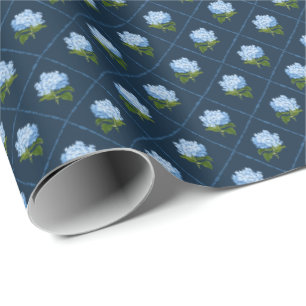 Papel De Presente Blue Hydrangea Grandmillennial