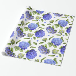 Papel De Presente Blue Hydrangeas