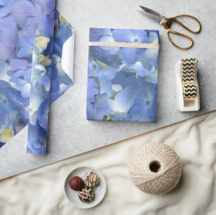 Papel De Presente Blue Hydrangeas Blooms
