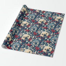 Papel De Presente Blue Koalas Natal