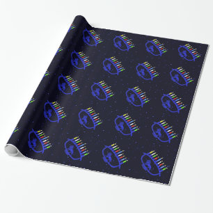Papel De Presente Blue Lion Menorah