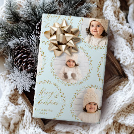 Papel De Presente Blue Modern Script Merry Christmas Family 6 photo