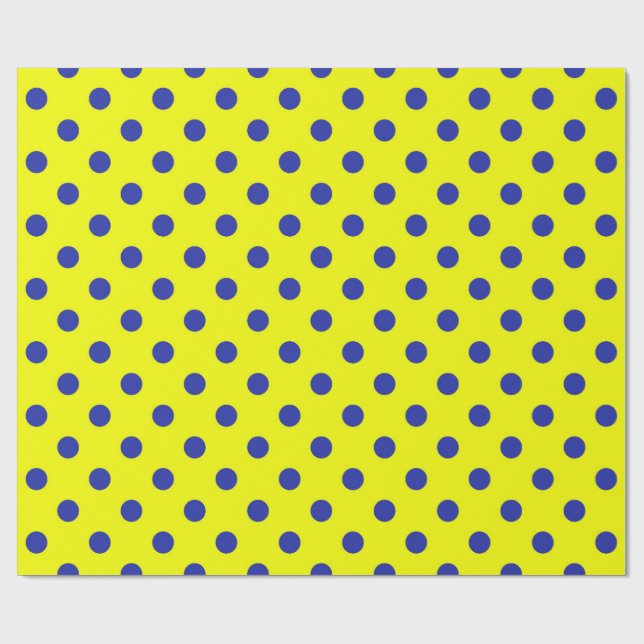Papel De Presente Blue On Yellow Polka Dots Pattern Design  (Aberto)