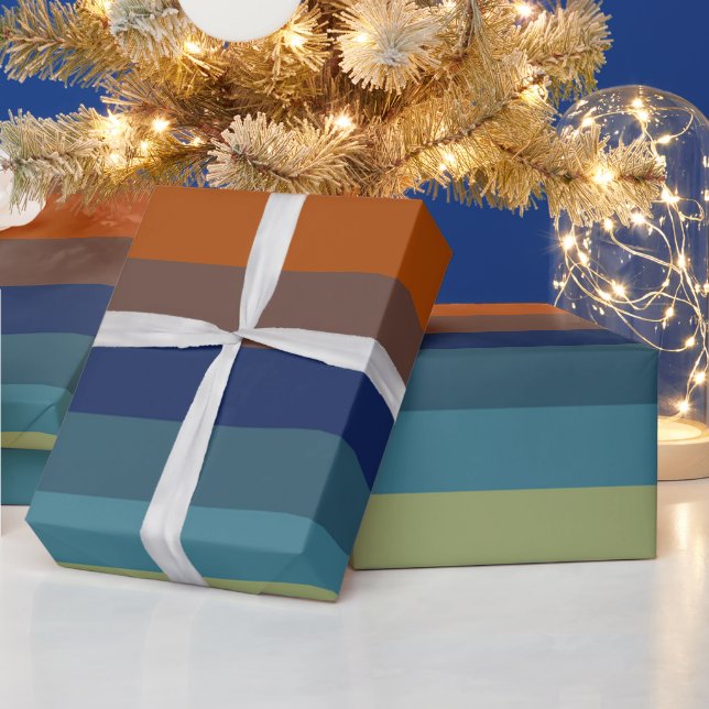 Papel De Presente Blue, orange, green, and gray stripes (Feriados)