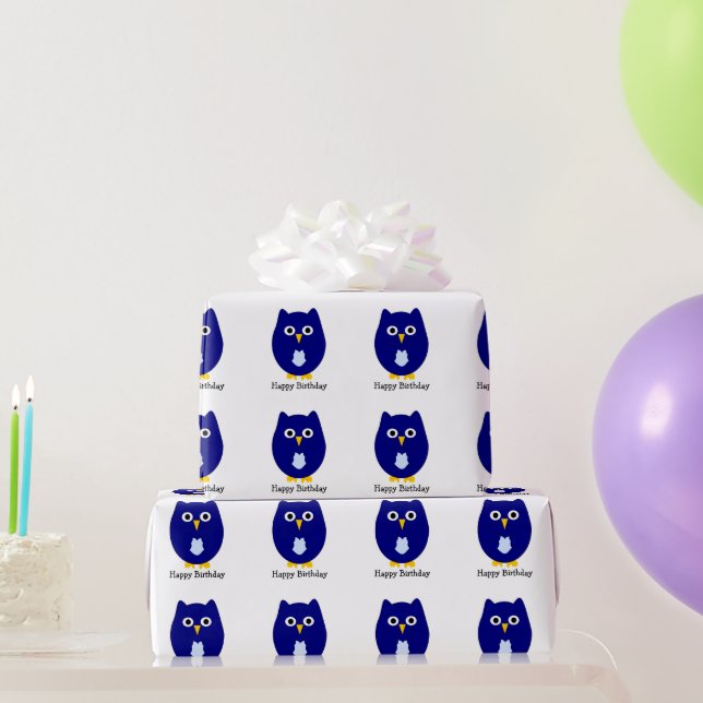 Papel De Presente Blue Owl Design Birthday Gift (Presentes para festas)