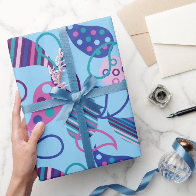 Papel De Presente Blue Paisley (Presentear)