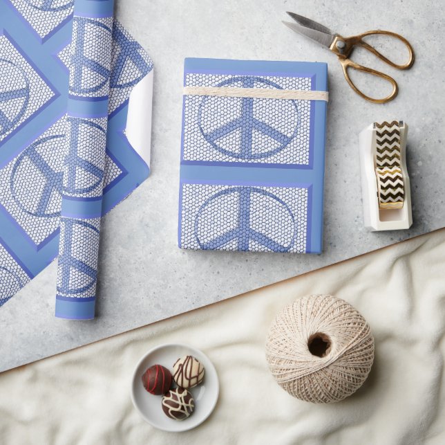 Papel De Presente Blue Peace Signs Wrapping Paper (Artesanato)