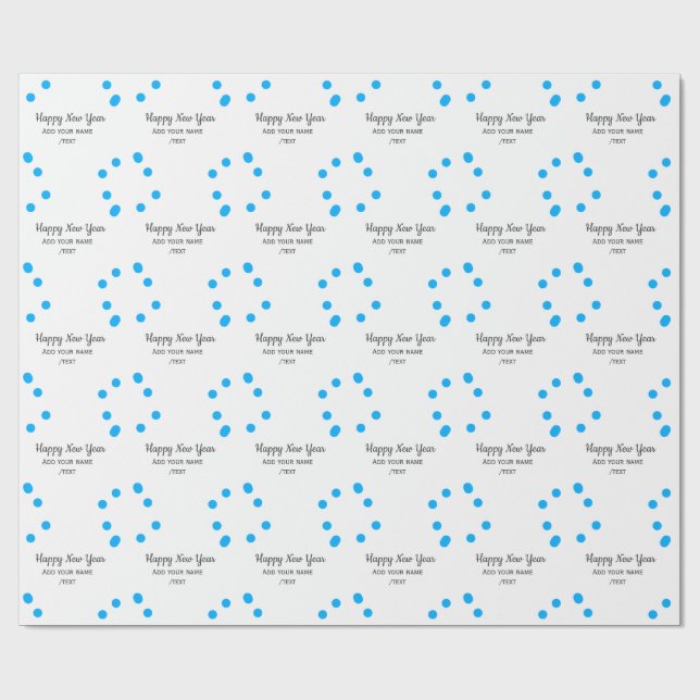 Papel De Presente Blue polkadots happy new year add name messasimple (Aberto)