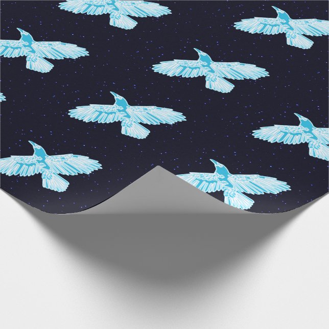 Papel De Presente Blue Raven Sobre Estrelas (Ponta)