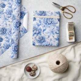 Papel De Presente Blue Toile de Jouy