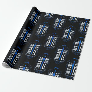 Papel De Presente Blue Vintage Rock And Roll