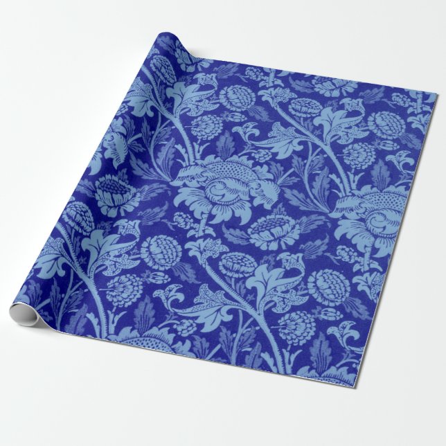 Papel De Presente Blue Wey por William Morris (Desenrolado)