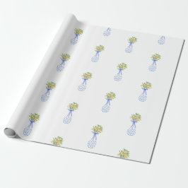 Papel De Presente Blue White Chinoiserie Natal Topiary