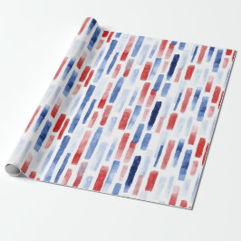 Papel De Presente Blue, White Red Coastal Stripes