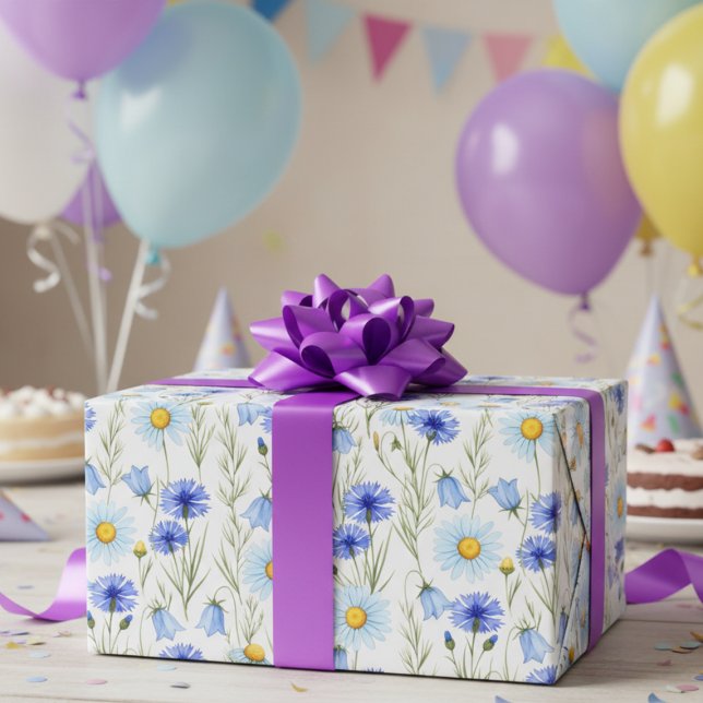 Papel De Presente Blue Wildflower Meadow (Criador carregado)