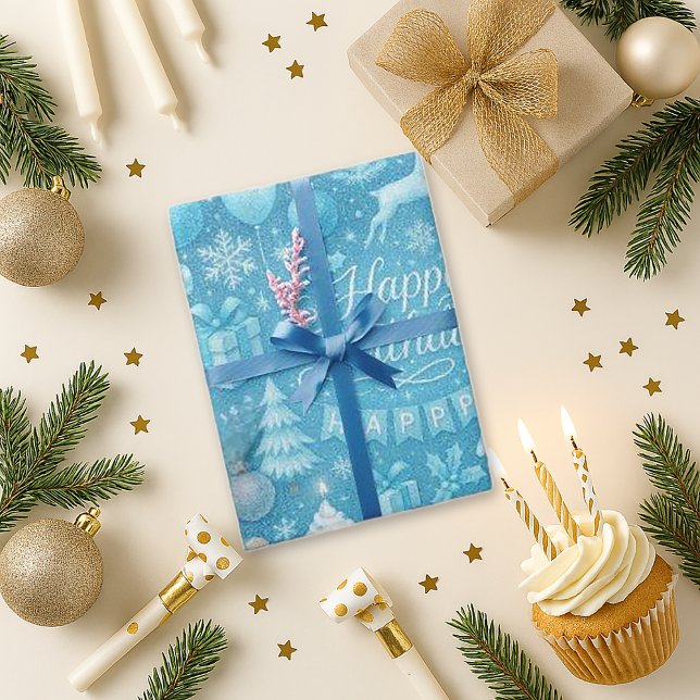 Papel De Presente Blue Winter Birthday (Criador carregado)