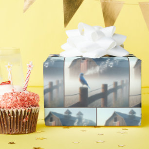 Papel De Presente Bluebird Cantando Pela Manhã