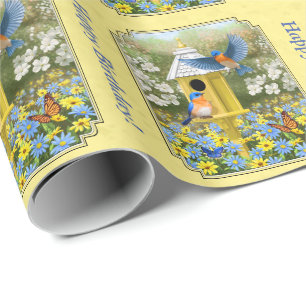 Papel De Presente Bluebird e redondo Amarelo