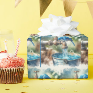 Papel De Presente Bluebird em uma antiga torneira