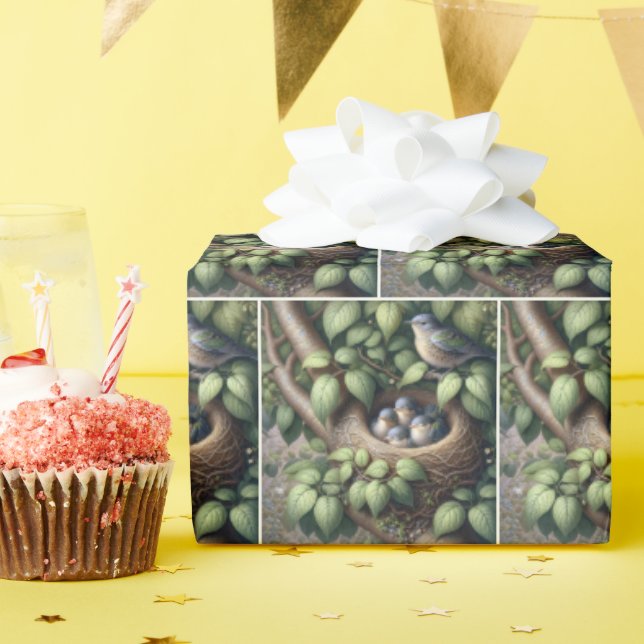 Papel De Presente Bluebird No Nest (Festa de aniversário)