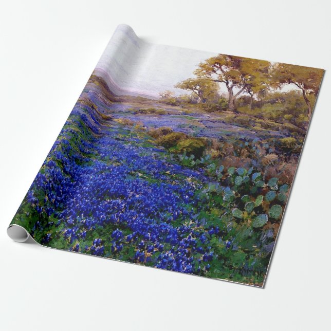 Papel De Presente Bluebonnets em Twilight, norte de San Antonio (Desenrolado)