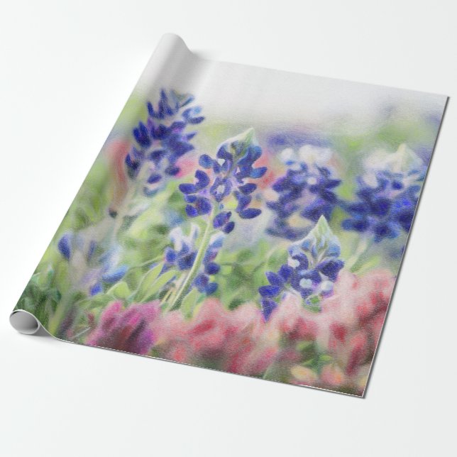Papel De Presente Bluebonnets Pastel (Desenrolado)
