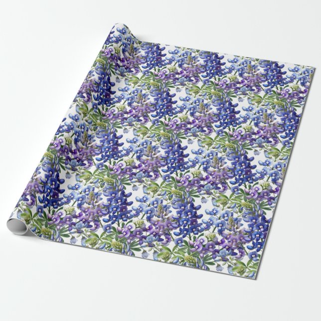 Papel De Presente Bluebonnets Texas Blue Flowcolor (Desenrolado)