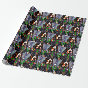 Papel De Presente Bluetick Coonhound andando de bicicleta no Dia de