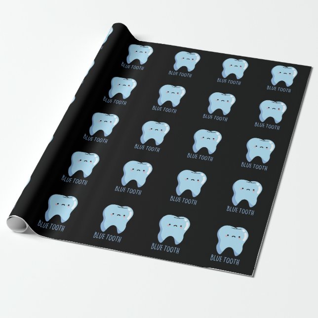 Papel De Presente Bluetooth Piada Técnica Dente Azul Piada Fundo Esc (Desenrolado)