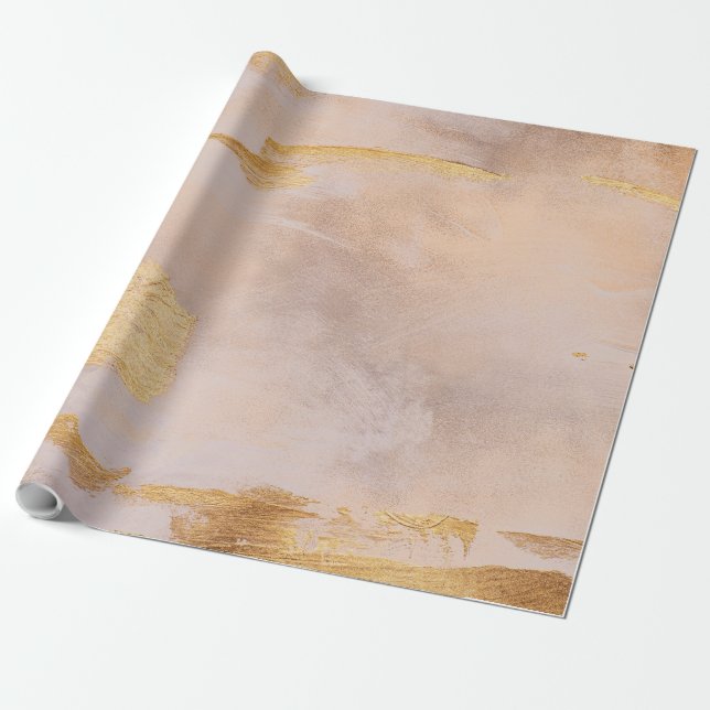 Papel De Presente Blush Dourado rosa e textura Dourada (Desenrolado)