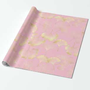 Papel De Presente Blush Ginkgo Luxe – Botânica Dourada em Rosa (5)