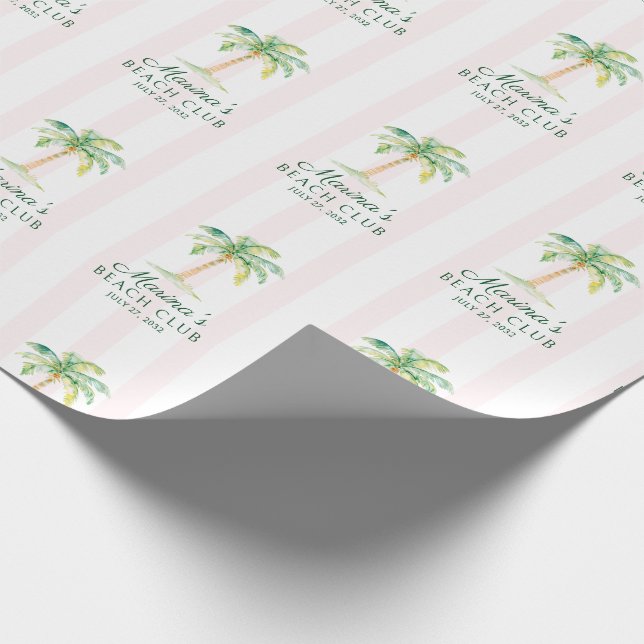 Papel De Presente Blush Pink Cabana Stripes Palm Beach Club (Ponta)