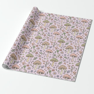 Papel De Presente Blush Pink Fungi Seamless Pattern Gift