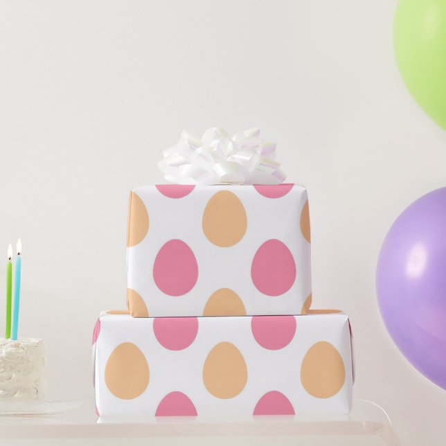 Papel De Presente Blush Pink Peach Easter Eggs Wrapping Paper (Presentes para festas)