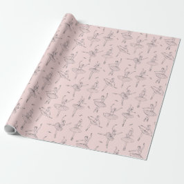 Papel De Presente Blush Pink & Silver Ballerina Pattern