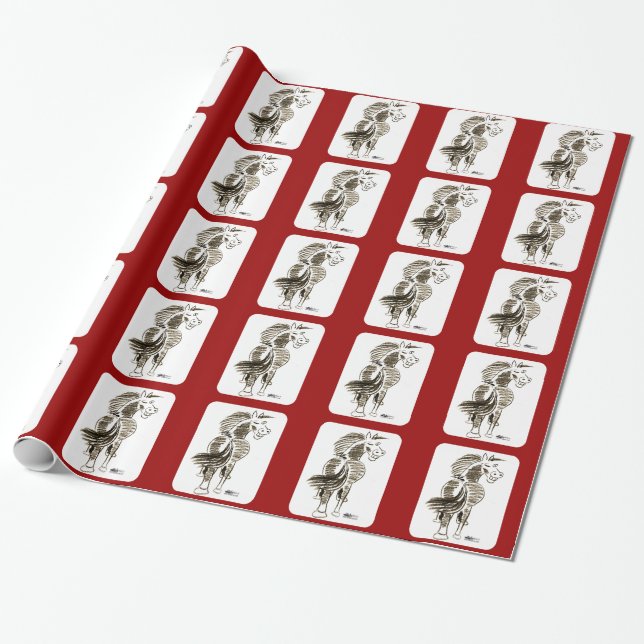 Papel De Presente Boa Sorte Para O Cavalo Vencendo! (Desenrolado)