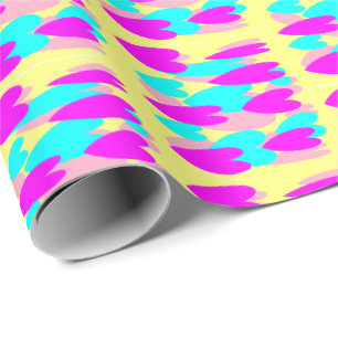 Papel De Presente Boas-vindas cor-de-rosa quente, bebê azul, amarelo