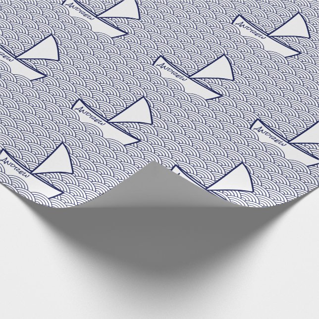 Papel De Presente Boat on Waves Wraping Paper (Barco no papel de enr (Ponta)