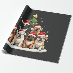Papel De Presente Boate de Natal Árvore Santa Hat Puppy Amantes