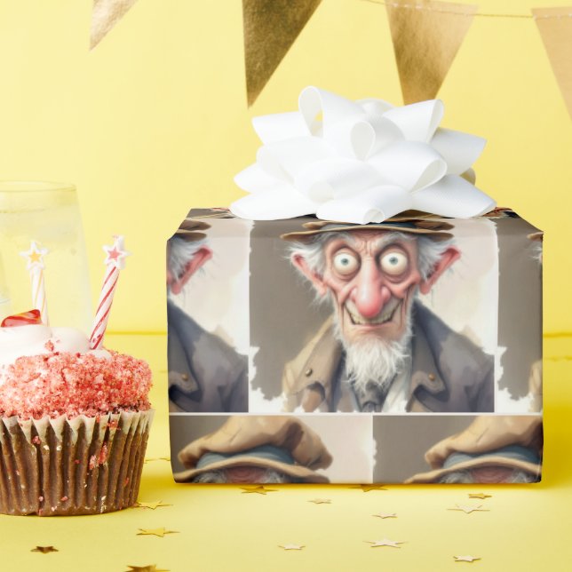 Papel De Presente Bobo Caricatura Velho (Festa de aniversário)
