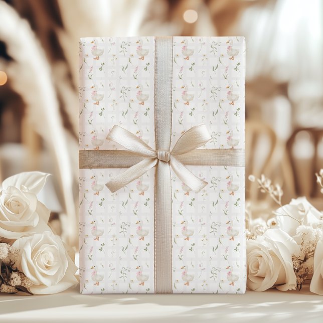 Papel De Presente Bobo Goose Wildflower Gingham Girl (Criador carregado)