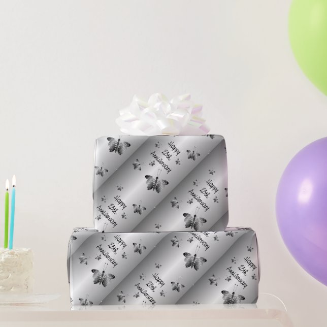 Papel De Presente Bodas de Prata de 25 anos (Presentes para festas)