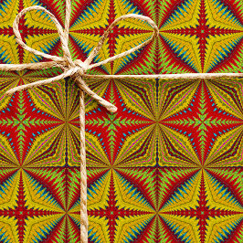 Papel De Presente Boêmia Hippie Red Yellow Vintage, Etnia Tribal